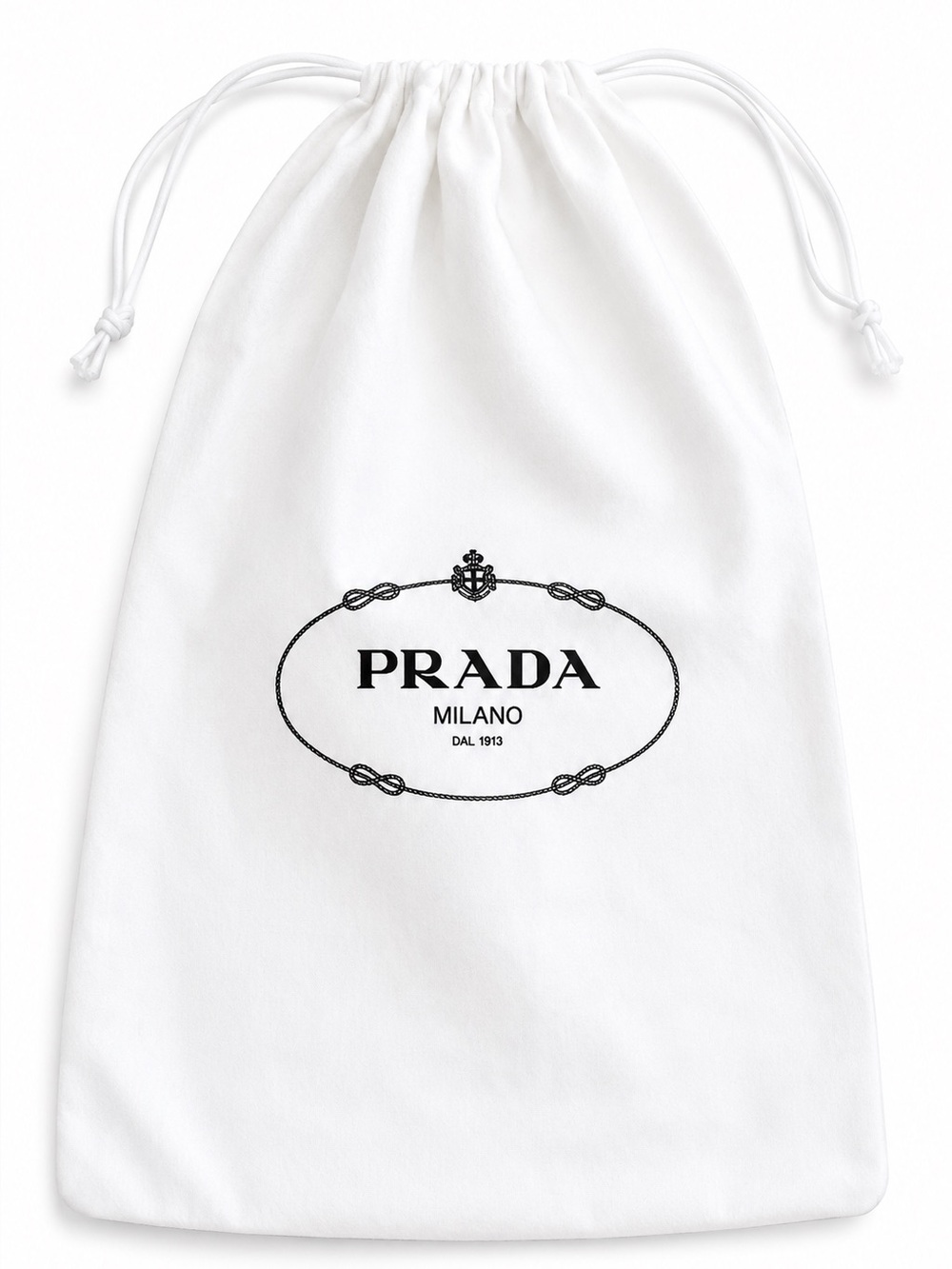 Prada Milano White 100% Cotton Dust Bag Drawstring Logo Made in Italy 15” x 9”